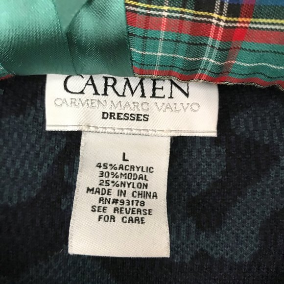 CARMEN Marc Valvo Green Animal Print Sweater Dress Large - Picture 4 of 7